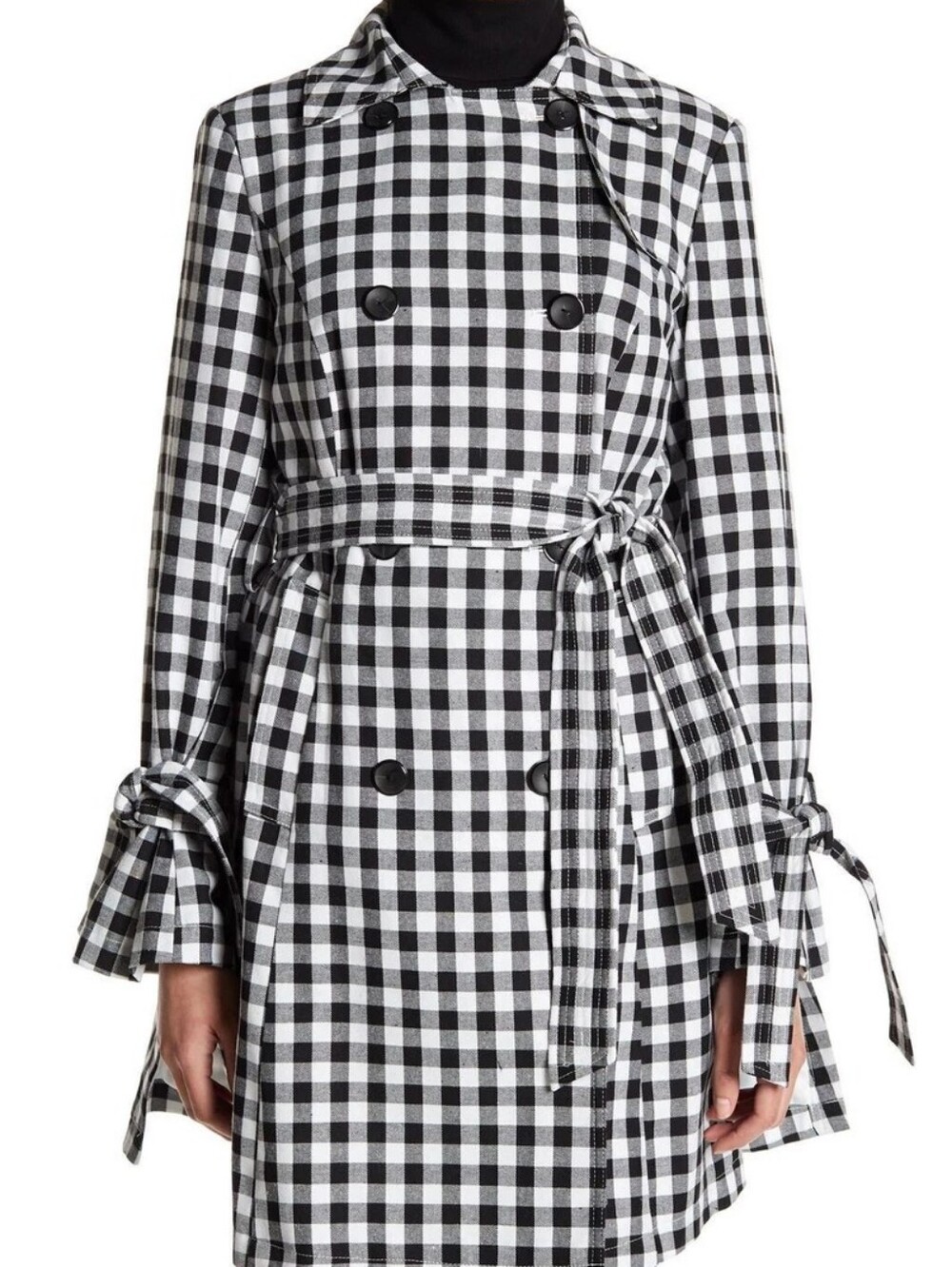 French Connection Gingham Print Trench Coat L